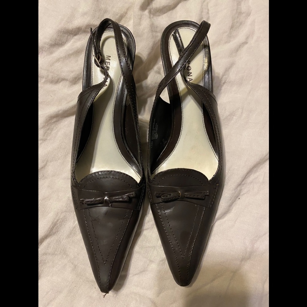 Merona “Abby” dark brown sling back heels